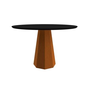 Imagem de Mesa de Jantar Redonda com Tampo de Vidro Isis Preta e Ype 120 cm