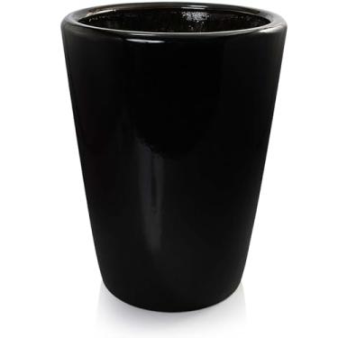 Imagem de Vaso Cachepot Porcelana Redondo Preto G Genova para Plantas e Decoração Pozzani