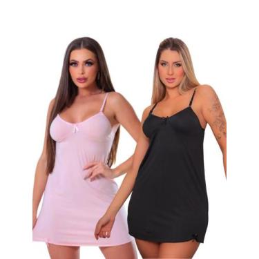 Imagem de Kit 2 Camisolas de Liganete Lisa Alça Regulável Sem Bojo, Conforto e L