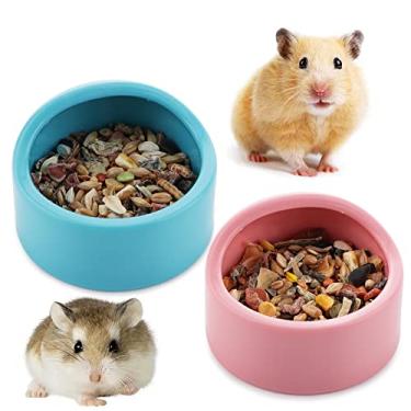 Imagem de Tigela de plástico para hamster, 2 peças, tigela de comida e prato de água para hamster, ouriço, porquinho-da-índia, açucareiro, planador, rato, roedor (azul e rosa)