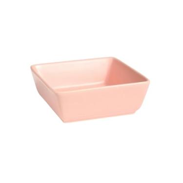 Imagem de Prato de cerâmica quadrado simples e criativo, prato de lanche de frutas secas para uso doméstico - rosa semi-brilhante