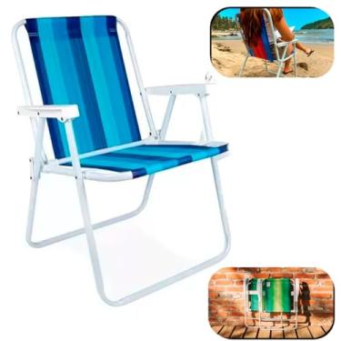 Imagem de Cadeira De Praia Piscina Alta Verão Dobrável Resistente Aço (2)