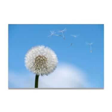 Imagem de Pintura em tela de arte de parede, sementes de dente-de-leão, soprando ao vento, pôster impresso, para sala de estar, quarto, cozinha, escritório, 75 x 50 cm