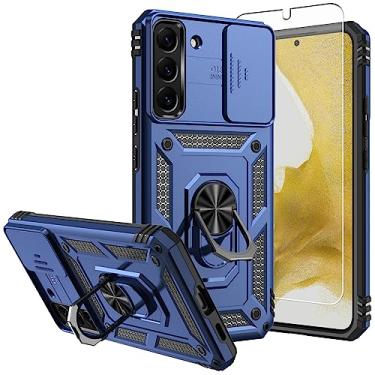 Imagem de SKTGSLAMY Capa para celular Galaxy S22 Plus, com protetores de tela e capa para câmera, [grau militar] Capa testada contra quedas de 4,9 m com suporte magnético capa protetora para Samsung S22 Plus (TC-Blue)