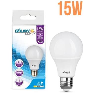 Imagem de Lâmpada LED Bulbo 15W 6500K BIVOLT Alta Potência  Galaxy Led