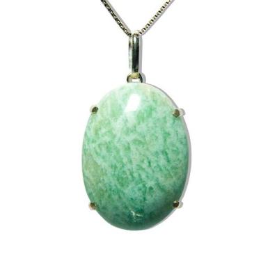 Imagem de Colar Cabochão Amazonita Verde Prata 950 Garra - CristaisdeCurvelo