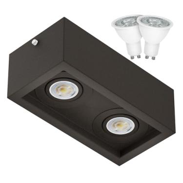 Imagem de Spot Duplo Sobrepor Recuado Externo + LED Dicroica Gu10 6.5W MF218 (Marrom (Branco Frio))