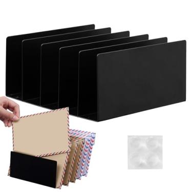 Imagem de Organizador De Documentos Para Escritório-Organizador De Pastas Para Mesa Com Cinco Divisórias Em Metal | Suporte Multiuso Para Material De Escritório, Revistas, Cadernos, Agendas E Blocos