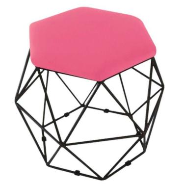 Imagem de Puff Decorativo Aramado Onix Base Preta Suede Rosa Pink