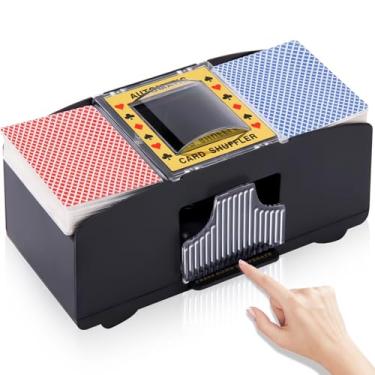 Imagem de Unniweei Automatic Card Shuffler 1-2 Decks, Electric Battery-Operated Shuffler, Casino Card Game for Poker, Home Card Game, UNO, Phase10, Texas Hold'em, Blackjack, Home Party Club Game