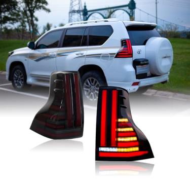 Imagem de KYSLFZ Conjunto de luzes traseiras adequado para Toyota Prado 2010-2022 Luzes traseiras de LED com partida dinâmica Plug and Play e par de montagem de luz traseira de fluxo de direção