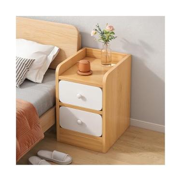 Imagem de Mesa De Cabeceira Estreita De Madeira Maciça Com 2 Gavetas, Mesa De Cabeceira Moderna E Fina Para Quarto, Sala De Estar E Dormitório(Wood Color,7.8x15.7x19in)