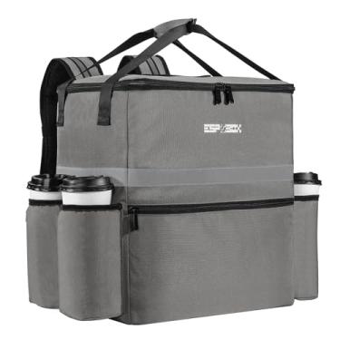 Imagem de ESPXBOX Mochila Para Entrega De Comida Com 4 Porta-Copos, Bolsa Térmica Pizza Bicicleta, Bolsas Grandes À Prova Vazamento Uber Eats Quente/Frio, Doordash, Postmates (Cinza)