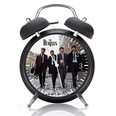 Imagem de Relógio despertador de mesa Twin Bell Beatles com luz noturna bastante silencioso, sem tique-taque, 10 cm, metak e mostrador de vidro, ótimo para decoração ou presentes G80