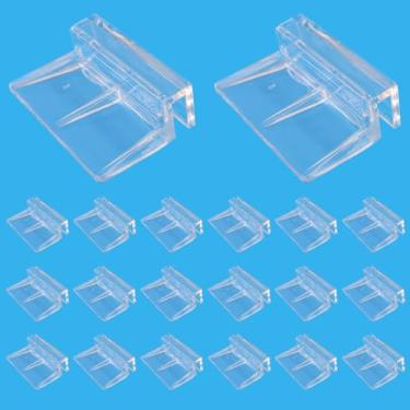 Imagem de Hordion 20 peças de clipe de tampa de aquário, 5 mm acrílico transparente suporte de tampa de aquário clipes de cobertura de vidro para aquário sem aro