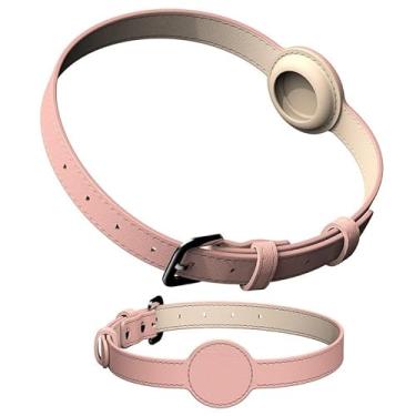 Imagem de Coleira Para Rastreador AirTag Gps Cachorro Cães Cão Pet Personalizada Com Nome E Telefone Identificação (Rosa, P)