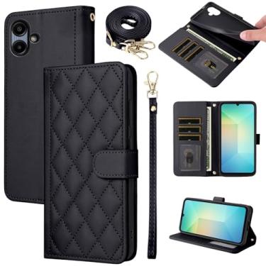 Imagem de Furiet Argyle Capa carteira para Samsung Galaxy A06 5G com alça removível para pulso/ombro slot para cartão bolsa fólio de luxo couro PU acessórios capa de celular para Ao6 A 06 4G LTE mulheres homens