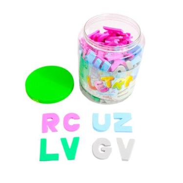 Imagem de Balde 114pçs Baldinho Pote de Letras Letrinhas Alfabeto EVA - Mingone,