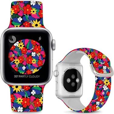 Imagem de Sjiangqiao Pulseiras de relógio de silicone macio compatíveis com Apple Watch SE séries 10, 9, 8, 7, 6, 5, 4, 3, 2 e 1 de 49 mm, 46 mm, 44 mm e 42 mm (série 3 2 1), para mulheres e homens.