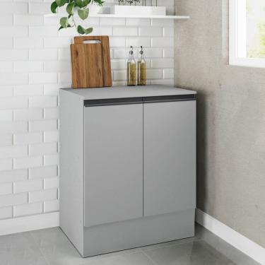 Imagem de Balcão 2 Portas 70cm com Tampo Nara Cabecasa Madeiramadeira Cinza Claro