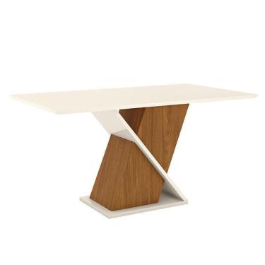 Imagem de Mesa De Jantar Fiorella 160 Cm Tampo Reto Nature Off White – Henn