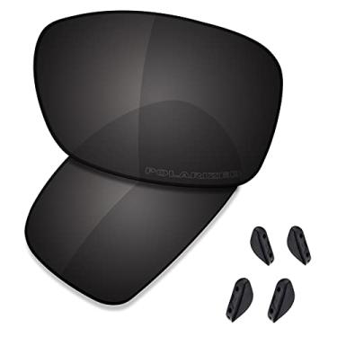 Imagem de SAUCER Lentes de reposição premium e protetores de nariz para óculos de sol Oakley Dispute OO9233 de alta definição - preto carbono polarizado