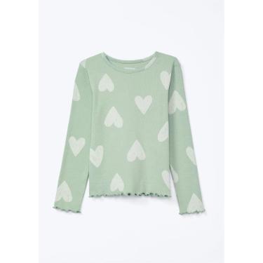 Imagem de Blusa Infantil Menina Inverno Canelada Flores Verde- Hering Kids-Feminino