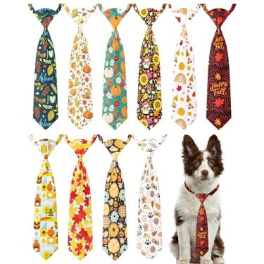 Imagem de PET SHOW Pacote com 10 gravatas para cães grandes de raças grandes, GG, abóbora, folha de bordo, gravatas ajustáveis para meninas, meninos, animais de estimação, fantasias de outono, acessórios para