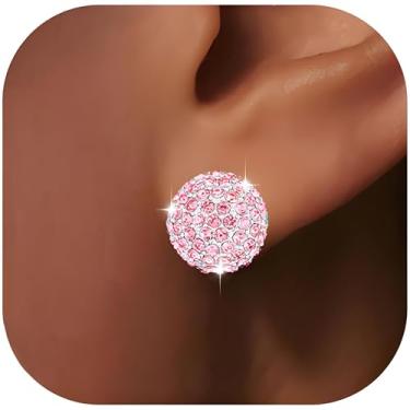 Imagem de Brincos de bola de discoteca para mulheres dos anos 70 – Brincos de pedra de nascimento de strass cintilantes para festa de casamento, acessórios de roupa de discoteca dos anos 70, joia de pedra do