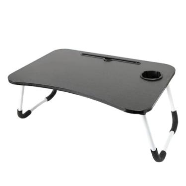 Imagem de Mesa Dobrável Multifuncional para Notebook com Porta Copo – Compacta e Ideal para Escritório ou Casa (Preta)