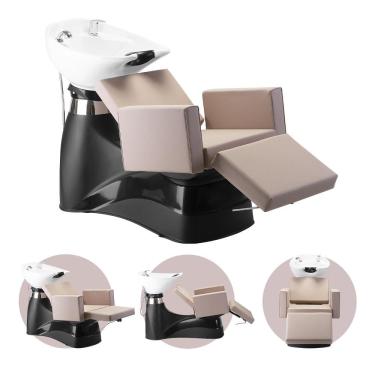 Imagem de Lavatório de Cabelo Salão de Beleza Cabelereiro Barbeiro Profissional Com Apoio para PésRose