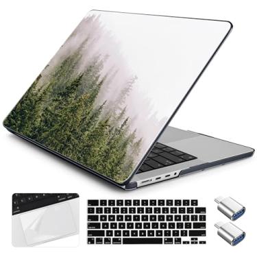 Imagem de Yebiseven Capa para MacBook Pro M4 de 14 polegadas 2025 2024 2023 2021 modelo A3112/A3401/A3185/A2918/A2992/A2779/A2442 M3 M2 M1, capa rígida com capa de teclado + película trackpad + adaptador OTG
