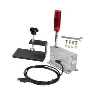 Imagem de Generic Acessórios para jogos de câmbio sequencial USB, peças de PC com volante de metal conveniente para Win10 Win7 Winxp, câmbio de marchas com freio de mão, Vermelho