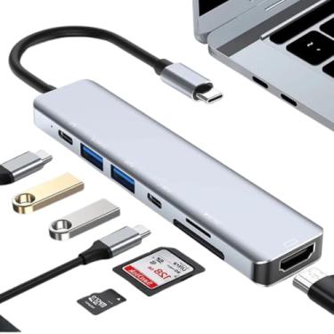 Imagem de Hub USB-C 7 em 1 – Computadores e Informática – HDMI 4K, USB-C PD, USB 3.0, Ethernet, Leitor SD/TF – Compacto, Durável e Alta Velocidade