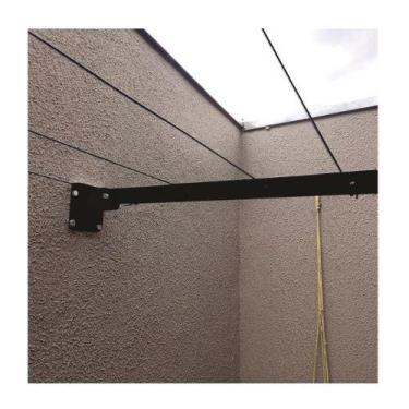 Imagem de Varal Dobrável Articulável Em Aço + 20m Cabo Aço Encapado - NoBrand