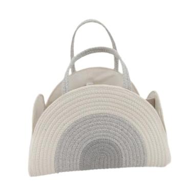 Imagem de Milageto Cesto de berçário organizador de fraldas de bebê para panos de arrotar, Branco Cinza