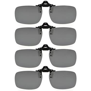 Imagem de Eyekepper Pacote com 4 óculos de sol Flip-up Clip-On 59 x 39 mm Metal Wear Over Glasses, 4 peças - Espelhado prateado, tamanho �nico