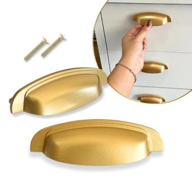 Imagem de Puxador de gaveta Modelo Concha 96mm em metal Alta qualidade - Compras