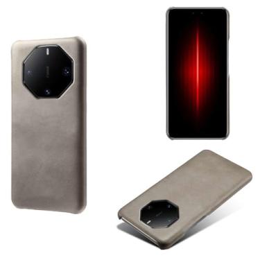 Imagem de Capa para Huawei Mate 60 RS,Proteção contra quedas,Casca de volta de cor sólida simples,Design de couro de imitação de plástico-Gray