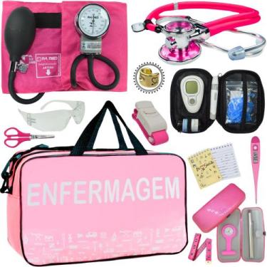 Imagem de Kit Enfermagem Cores Bolsa Top Premium + Medidor Glicose - Love Saude,