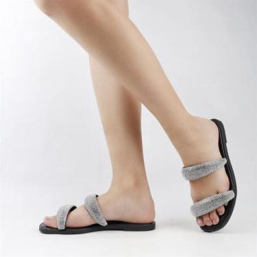 Imagem de Rasteira Chinelo Strass - USAFLEX, Preto, 37