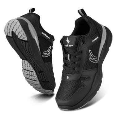 Imagem de Tênis feminino de caminhada para fascite plantar, tênis feminino com suporte de arco, ortopédico antiderrapante com absorção de choque, Preto, 39