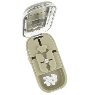 Imagem de Cortador de comprimidos para pequenos comprimidos, dispensador de tabletes, caixa divisora com escova de limpeza para gerenciamento diário de viagens em casa (verde menta)