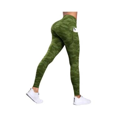 Imagem de Leggings de Cintura Alta com Bolsos - Camuflagem para Treino, Ginástic