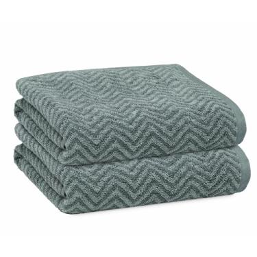 Imagem de PREMIUS Pacote com 2 toalhas de mão Chevron, toalha de banho e toalha de banho, secagem rápida, ótima para banho, chuveiro ou piscina, excelente cobertura e absorção. (verde-petróleo, toalha de mão)