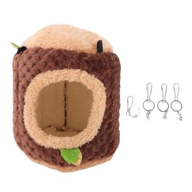 Imagem de Tnfeeon Hamster Hammock Soft Bed Pendurado Esconderijo Animais Gaiola Estrutura Semi Fechado Plush Pet House para Guiné Porco Rato Chinchilla Sleep and Play