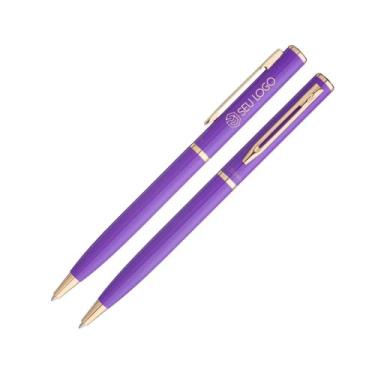 Imagem de Caneta Personalizada Presente Crown Capricci Luxo Esferográfica Nome Logo Gravação Laser (Lilás)