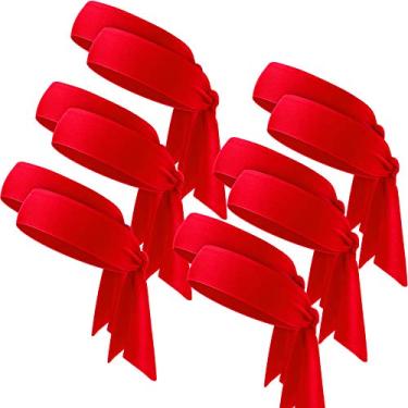 Imagem de WILLBOND 12 peças de faixa de cabelo para tênis, unissex, cabeça seca, laço esportivo para basquete, corrida, tênis, karatê, atletismo (vermelho)