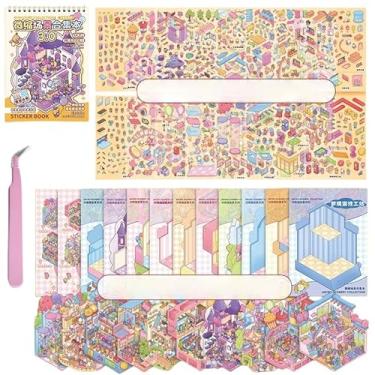 Imagem de 2 Books DIY 3D House Stickers Book with 20 Sets 3D Scene Stickers Miniature Scene Therapy Sticker for Relief Stress Pass The Time