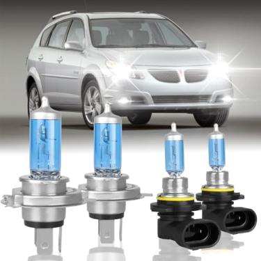Imagem de XRDHJI Adequado para lâmpadas de farol de halogênio de alto desempenho Pontiac Vibe 2003 2004 2005 2006 2007 2008, 9003/H4 feixe duplo alto baixo + kit de lâmpadas de substituição de lâmpada de